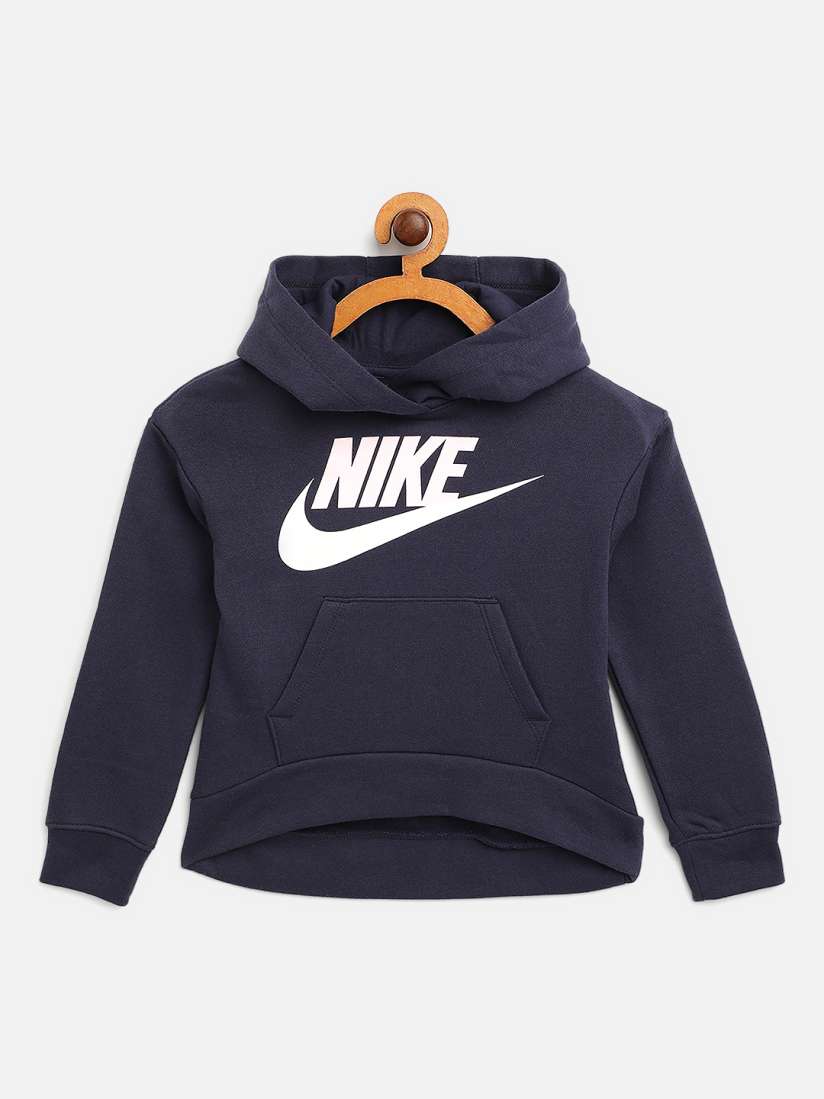 Buy Nike Girls Navy Blue Sportswear Club Fleece High Low Hoodie Sweatshirts for Girls 15777294 Myntra
