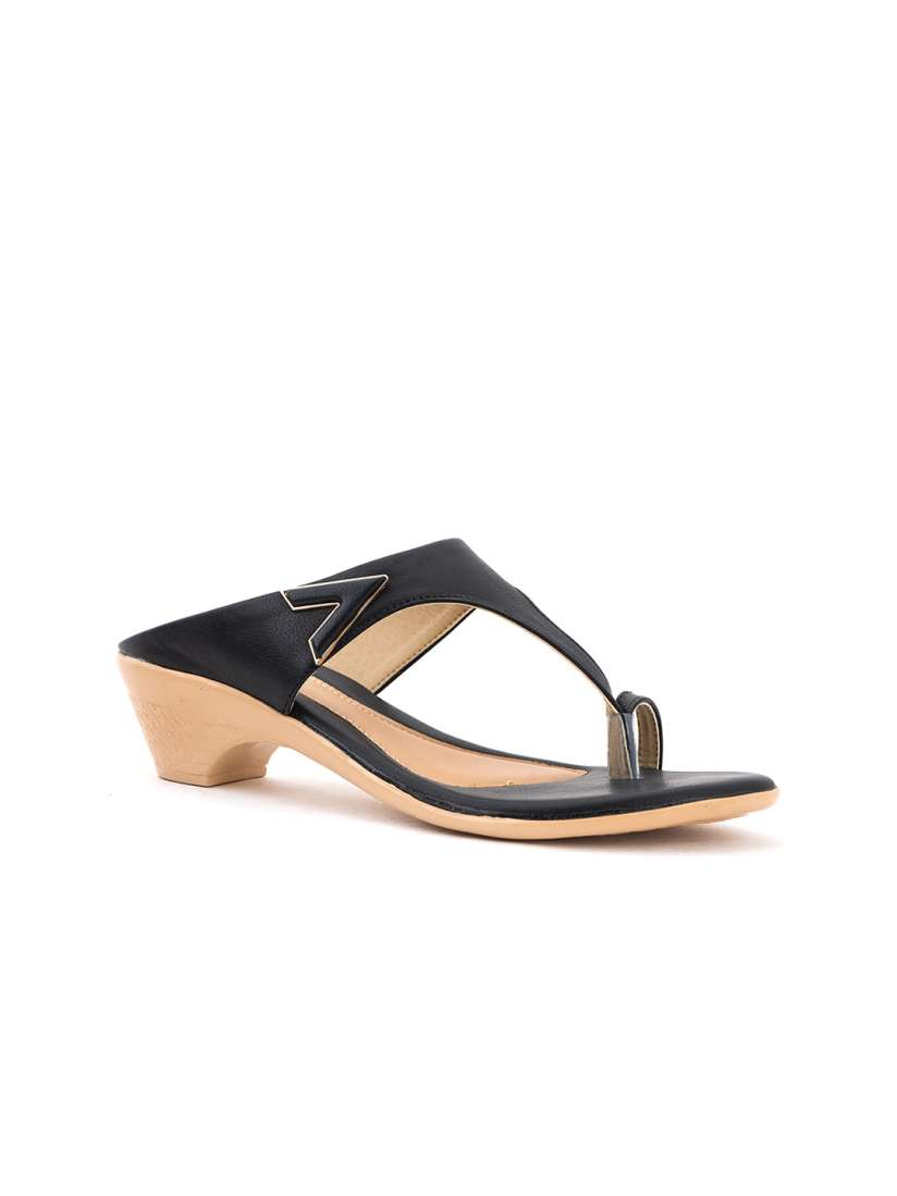 Buy Khadims Black Beige Block Sandals Heels for Women 15778306 Myntra