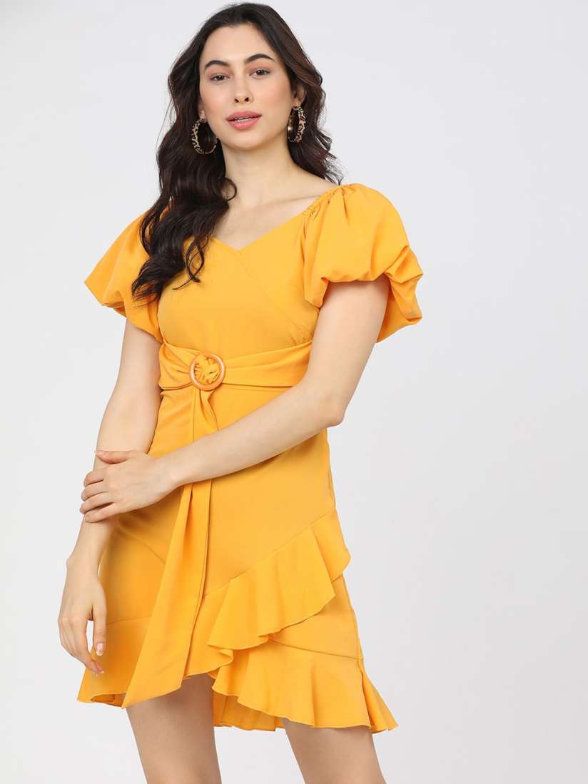 Yellow dress myntra on sale