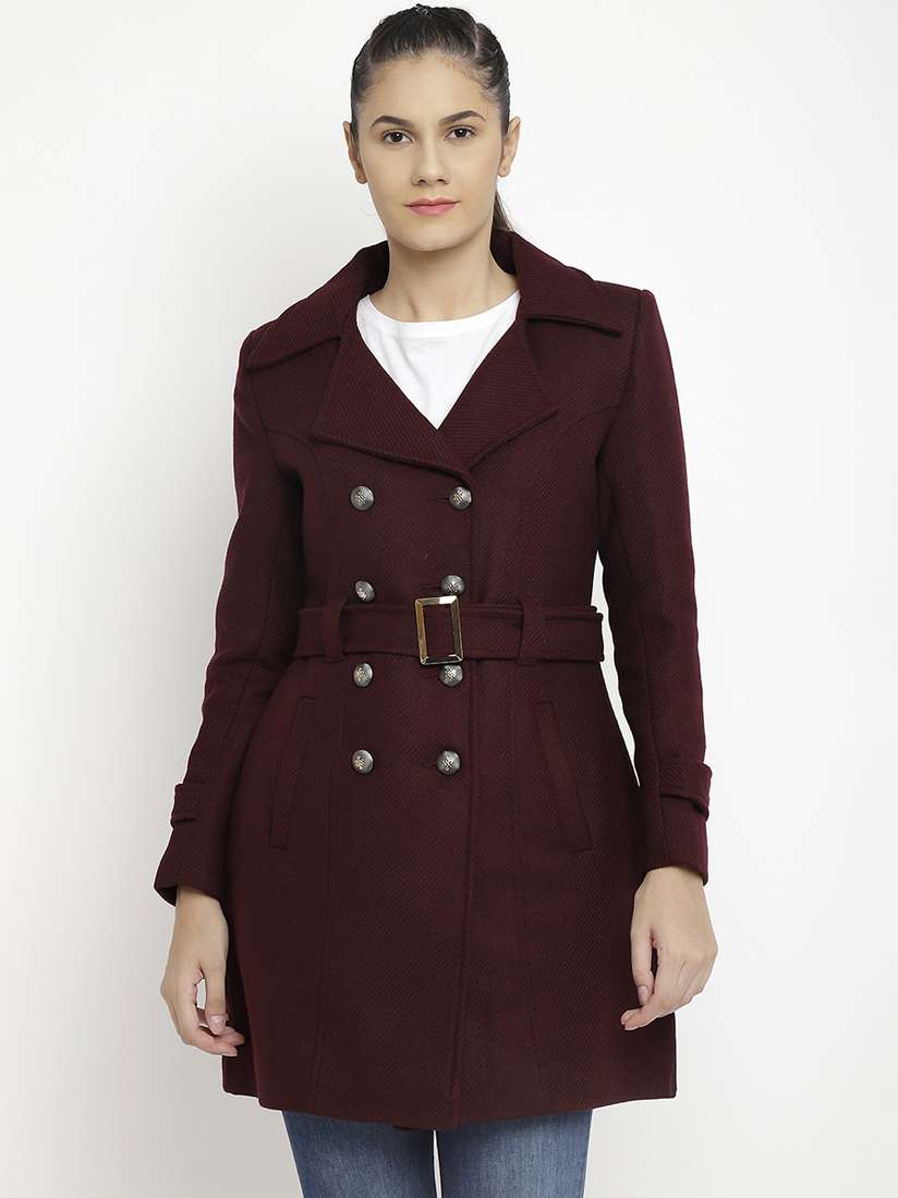 Buy LEBORK Women Maroon Winter Coat Coats for Women 15783292