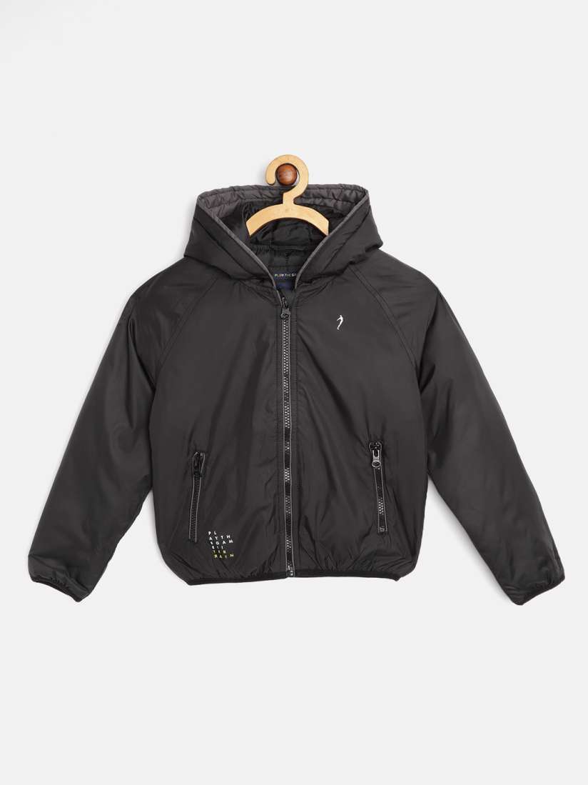 Buy Indian Terrain Boys Black Hooded Padded Jacket Jackets for Boys 15785026 Myntra