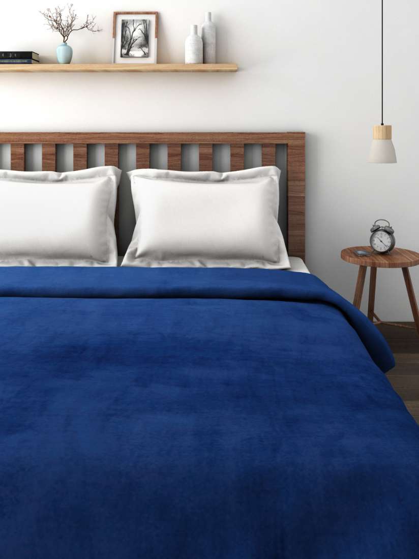 Buy Raymond Home Navy Flannel Heavy Winters Double Blanket Blankets Quilts and Dohars for Unisex 1578539 Myntra