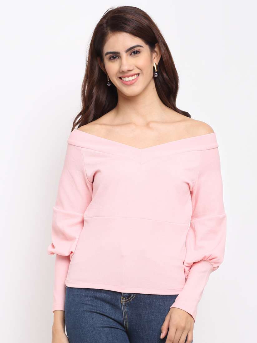 Buy Sugathari Pink Off Shoulder Bardot Top Tops for Women 15786404 Myntra