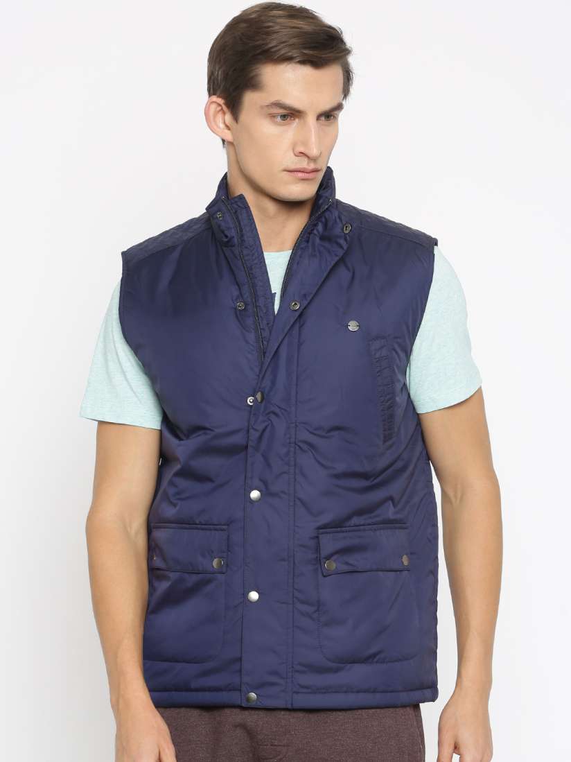 Buy Peter England Casuals Navy Sleeveless Jacket Jackets for Men 1578711 Myntra