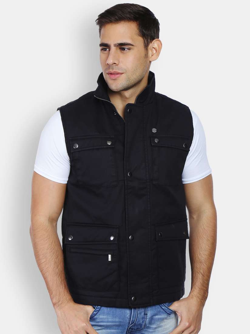 Buy Peter England Casuals Black Sleeveless Jacket Jackets for Men 1578718 Myntra
