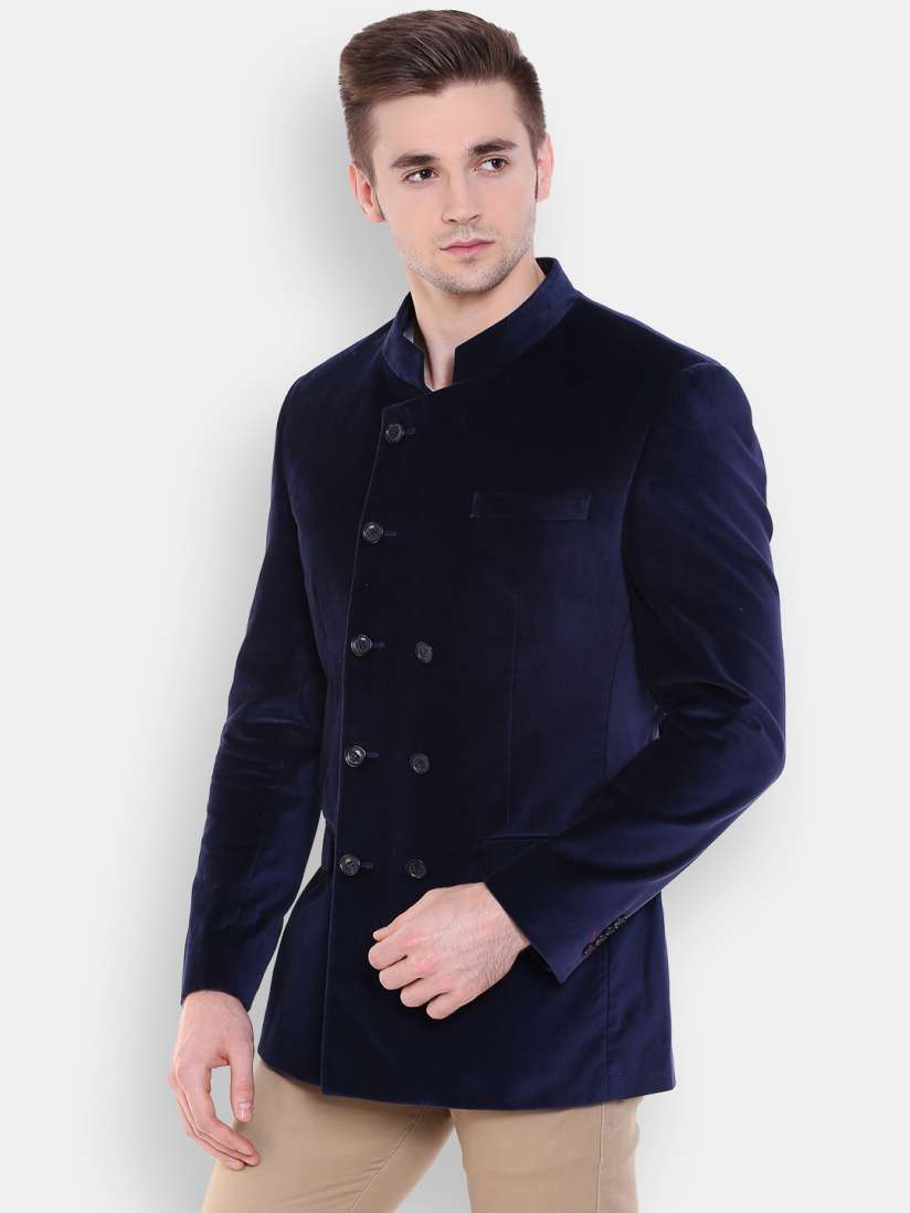 Buy Peter England Navy Velvet Regular Fit Double Breasted Blazer Blazers for Men 1578722 Myntra
