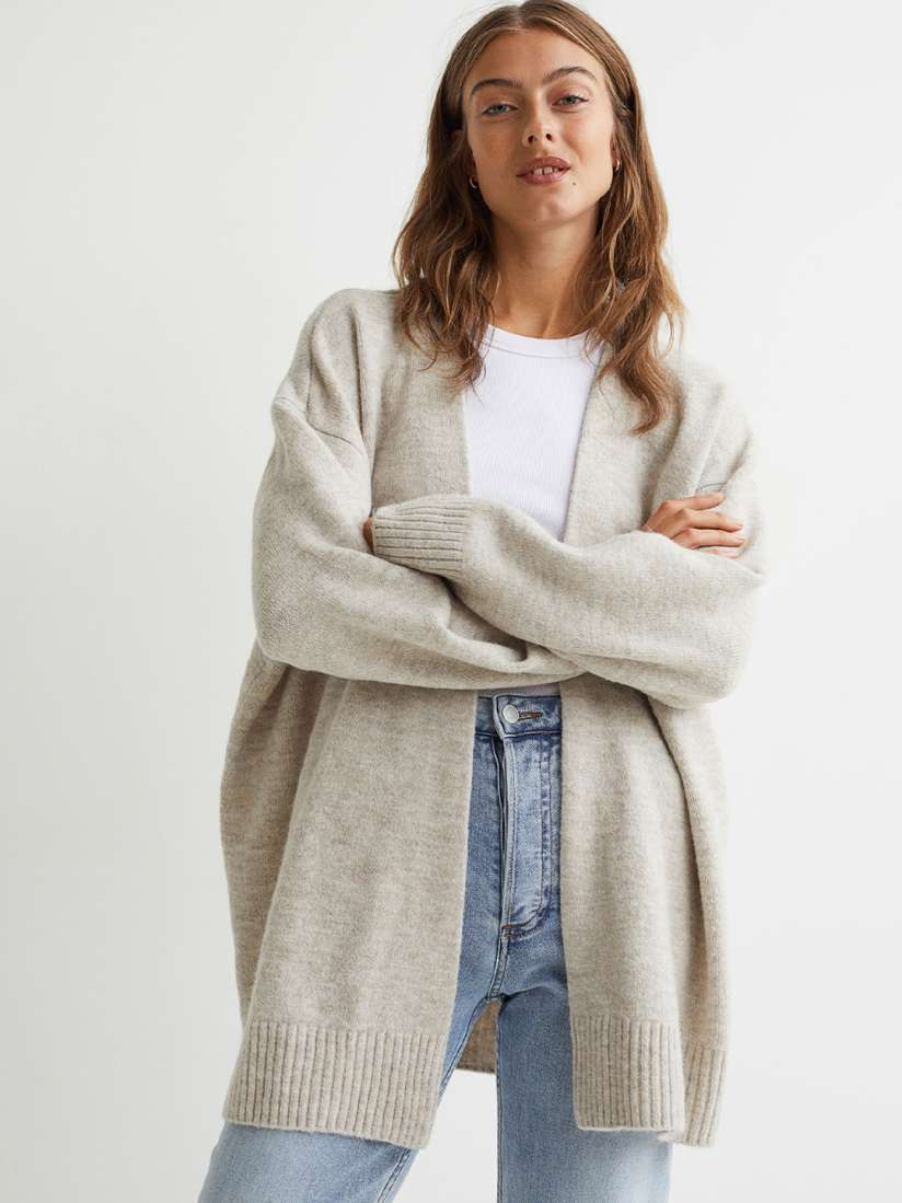 Buy H M Women Beige Solid V neck Longline Knitted Cardigan Sweaters for Women 15790130 Myntra