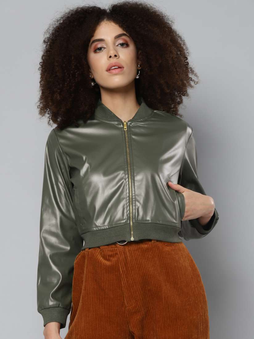 Bomber jacket womens olive green hot sale