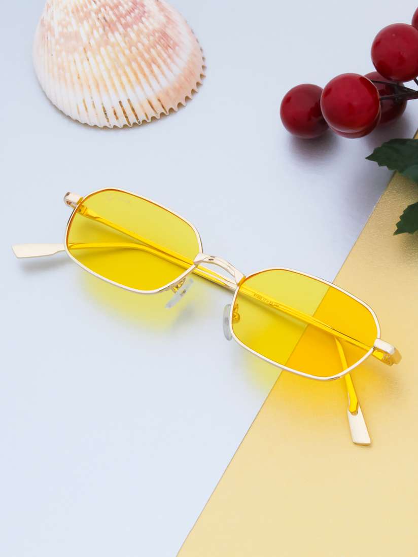Buy Ted Smith Unisex Yellow Lens Rectangle Sunglasses with UV Protected Lens EYEZ C2 Sunglasses for Unisex 15795932 Myntra