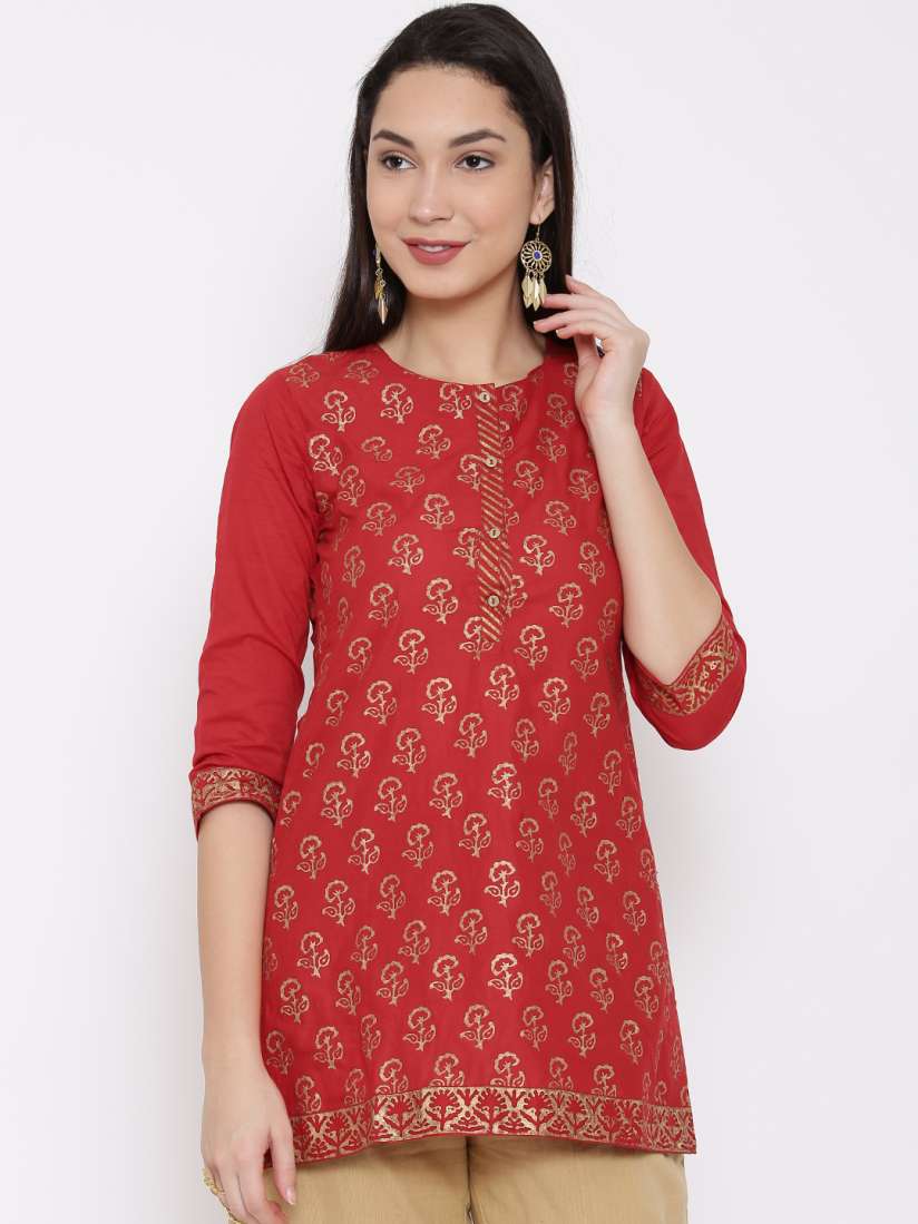 Buy Biba Red Printed Pure Cotton Kurti Kurtis for Women 1579934 Myntra