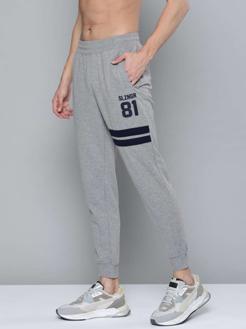 Buy Slazenger Men Grey Melange Brand Logo Printed Joggers Track Pants for Men 15800420 Myntra