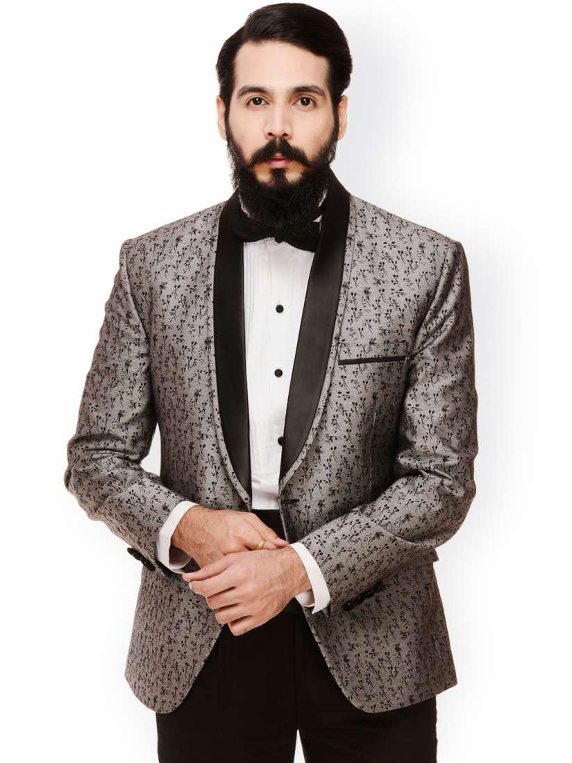 Buy Monteil Munero Grey Printed Single Breasted Casual Blazer Blazers for Men 1580221 Myntra