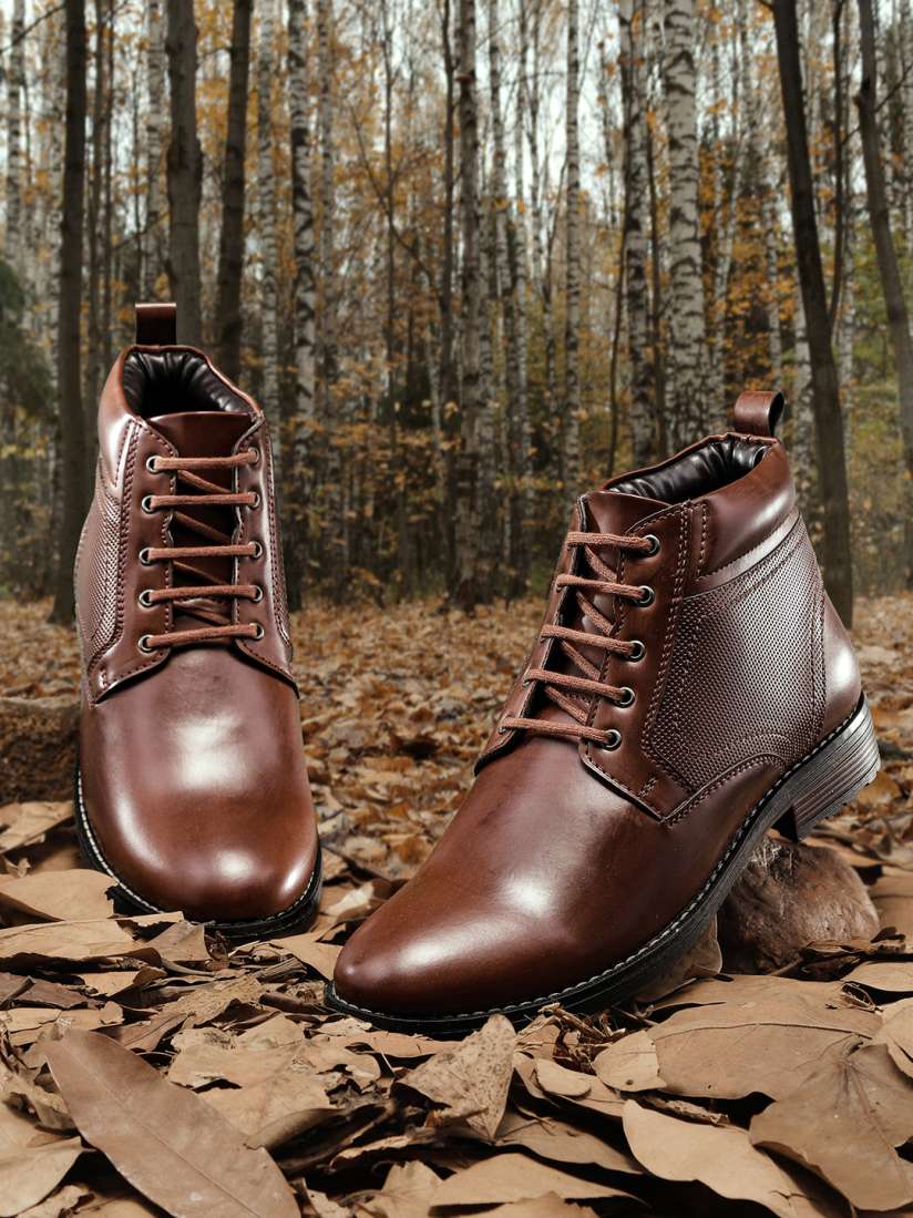 Buy Roadster Men Brown Solid Mid Top Flat Boots Boots for Men 15807010 Myntra