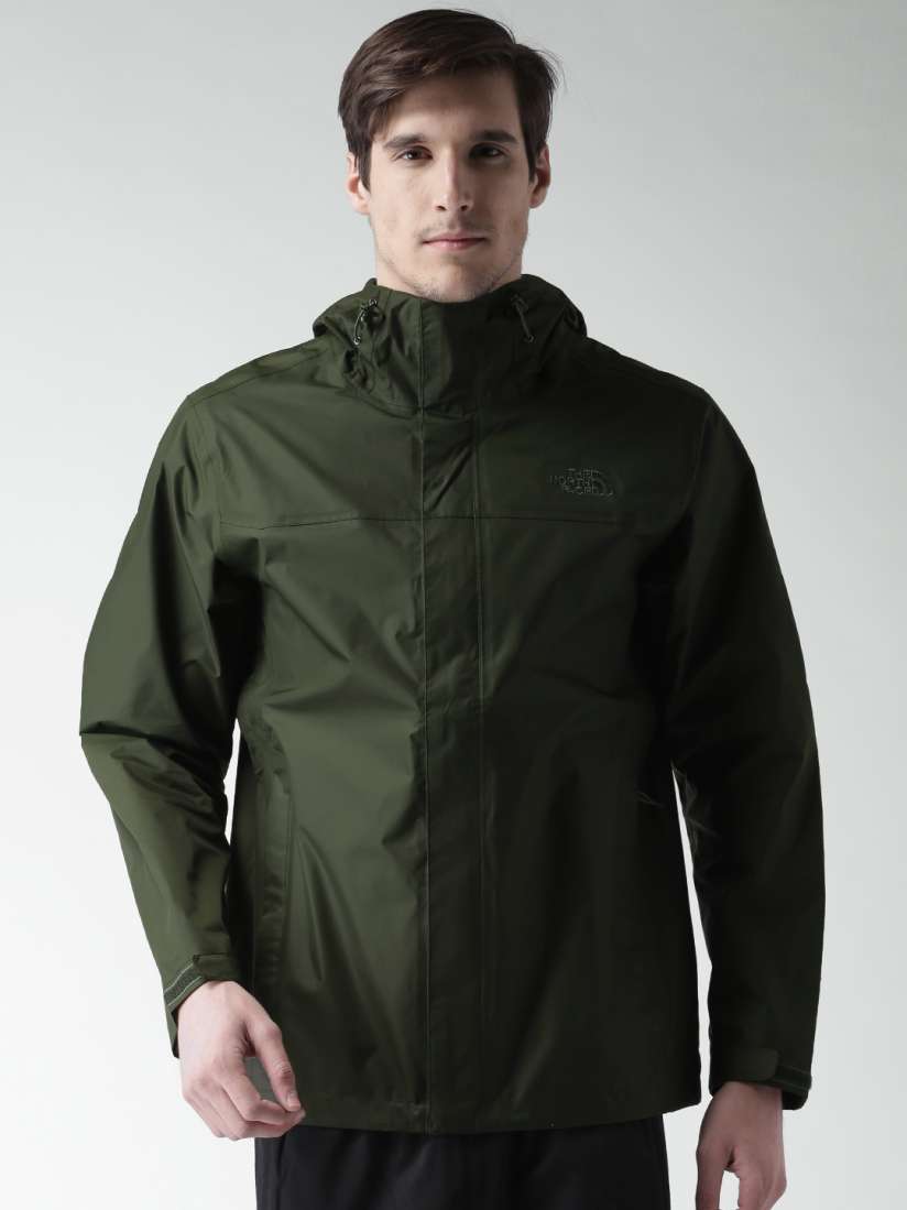 Buy The North Face Olive Green Hooded Rain Jacket Jackets for Men Myntra