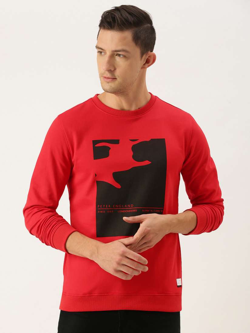 Buy Peter England Men Red Printed Sweatshirt Sweatshirts for Men 15810072 Myntra