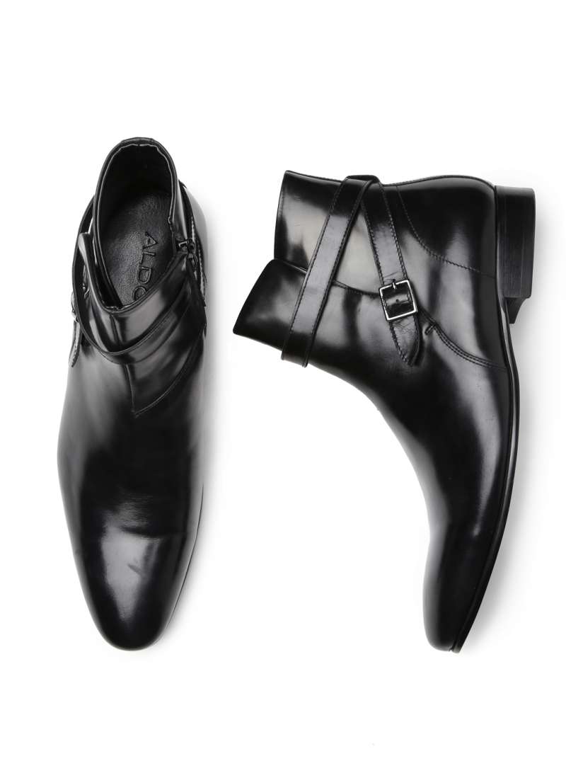 Buy ALDO Men Black Leather Boots Boots for Men 1581769 Myntra
