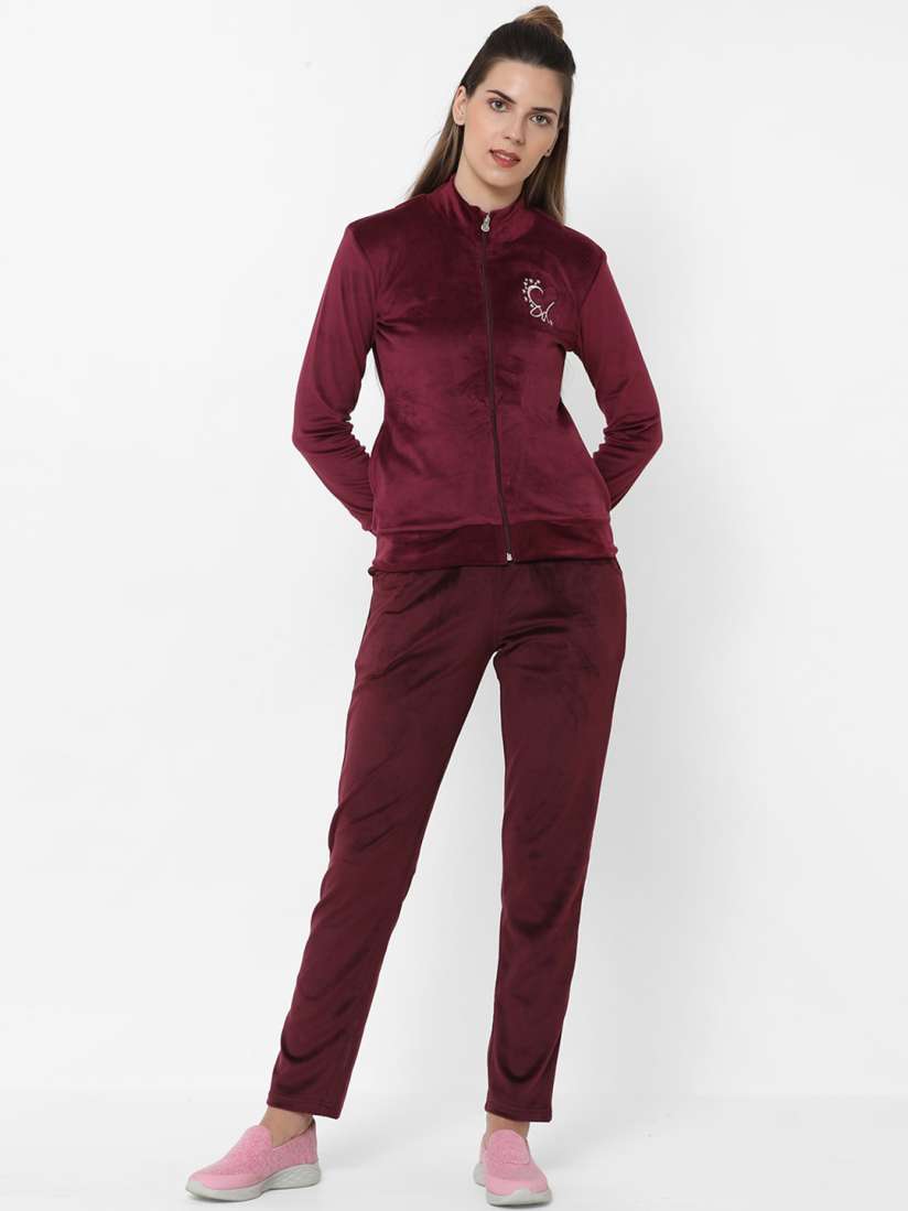 Buy Sweet Dreams Women Burgundy Solid Tracksuit Tracksuits for Women 15821872 Myntra