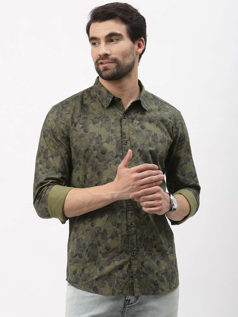 Buy Pepe Jeans Men Olive Green Opaque Printed Casual Cotton Shirt Shirts for Men 15828750 Myntra