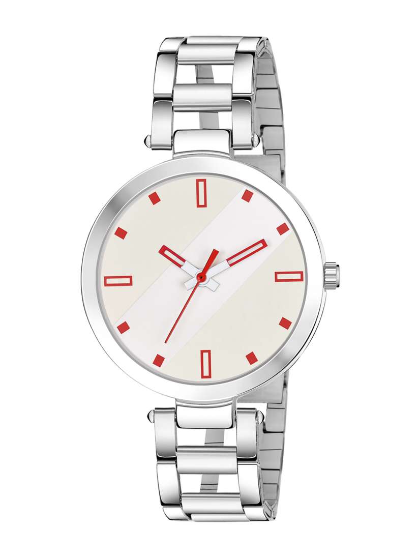 Buy PERCLUTION ENTERPRISE Women Red Mother of Pearl Dial Silver Toned Stainless Steel Bracelet Style Straps Watch Watches for Women 15830764 Myntra