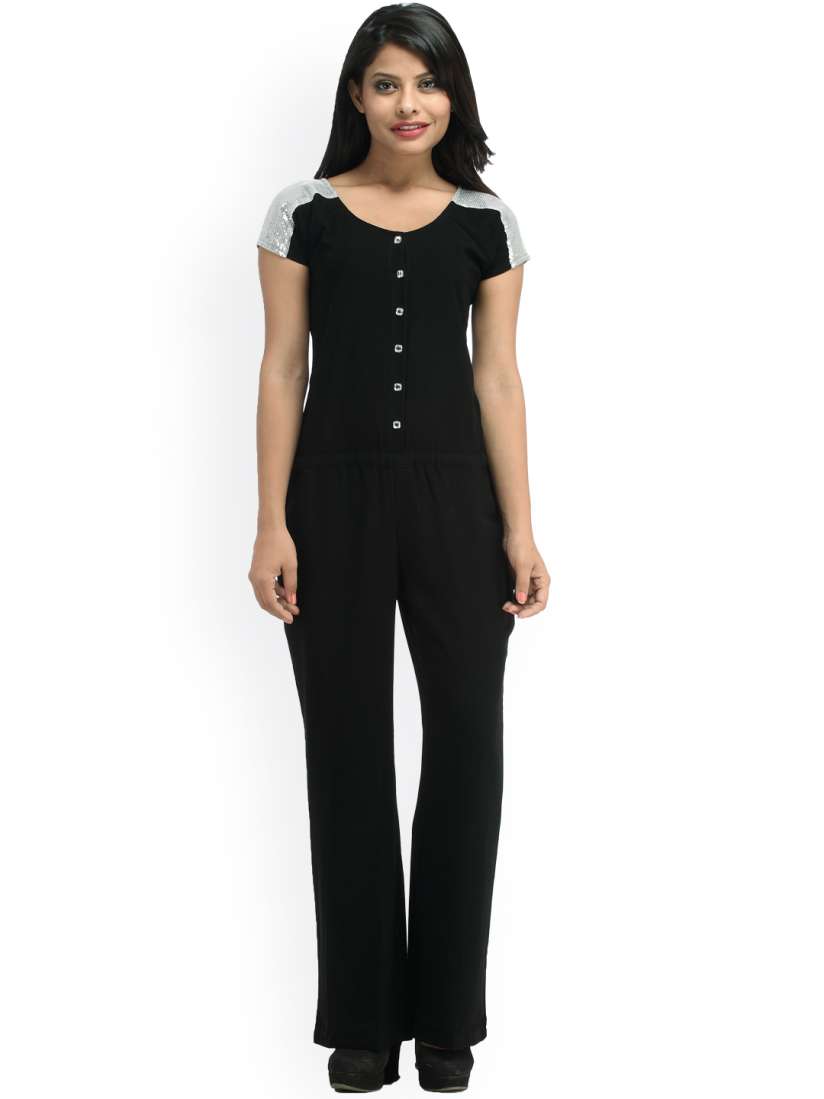 Buy Cottinfab Black Jumpsuit Jumpsuit for Women 1583358 Myntra