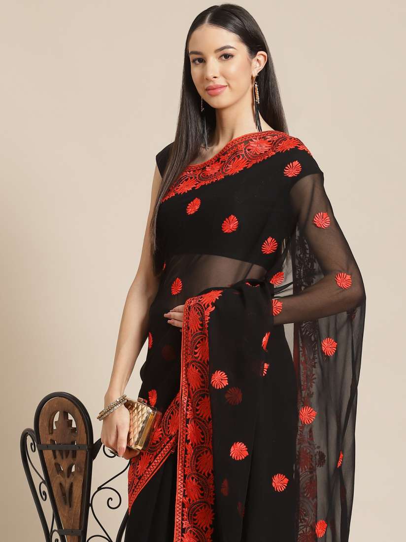 Myntra black saree deals