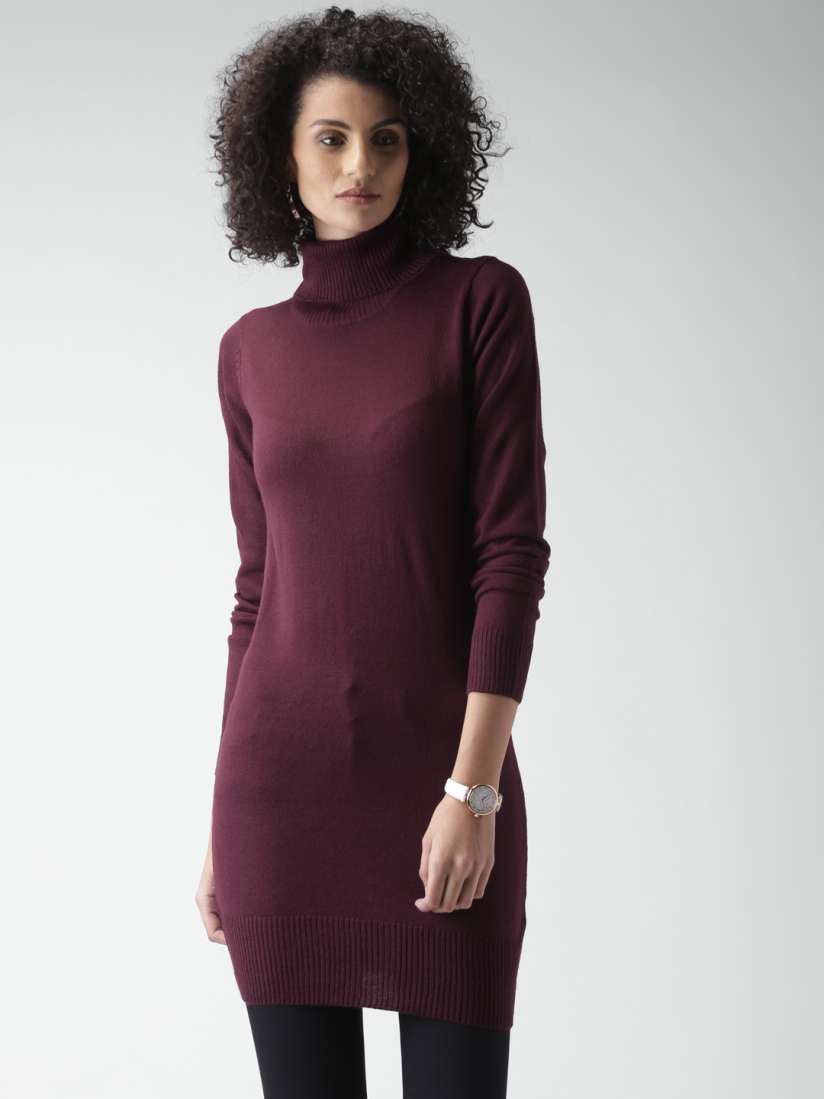 Buy ALCOTT Women Burgundy Longline Sweater Sweaters for Women 1583759 Myntra