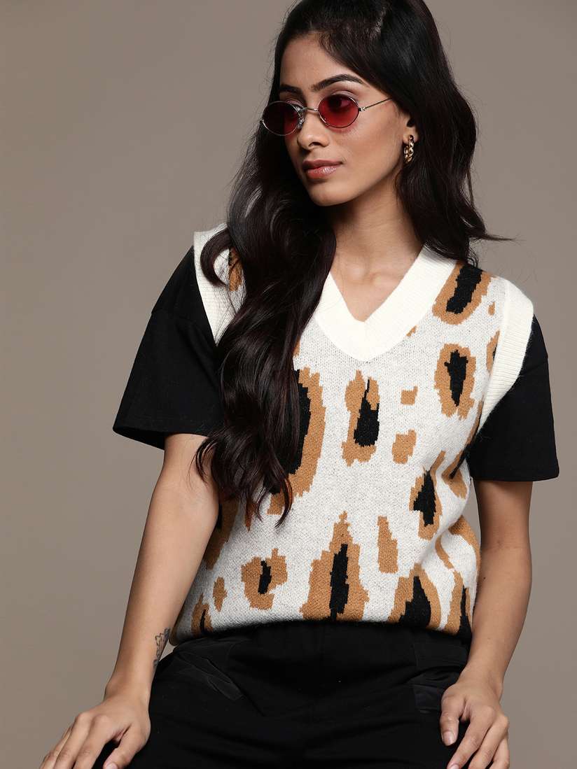 Womens Sweaters Sweater Vest Urbanic Wollen Plain Light Blue Full