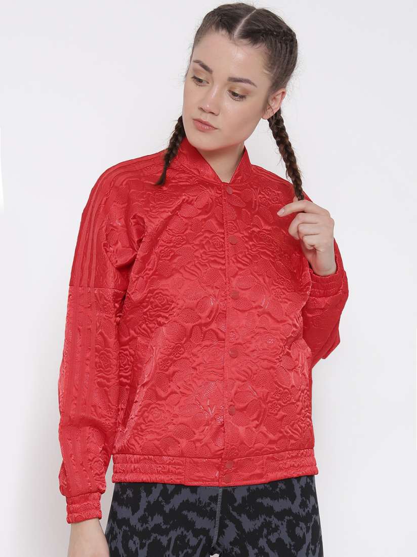Buy ADIDAS Originals Red Embossed Track Jacket Jackets for Women 1585348 Myntra