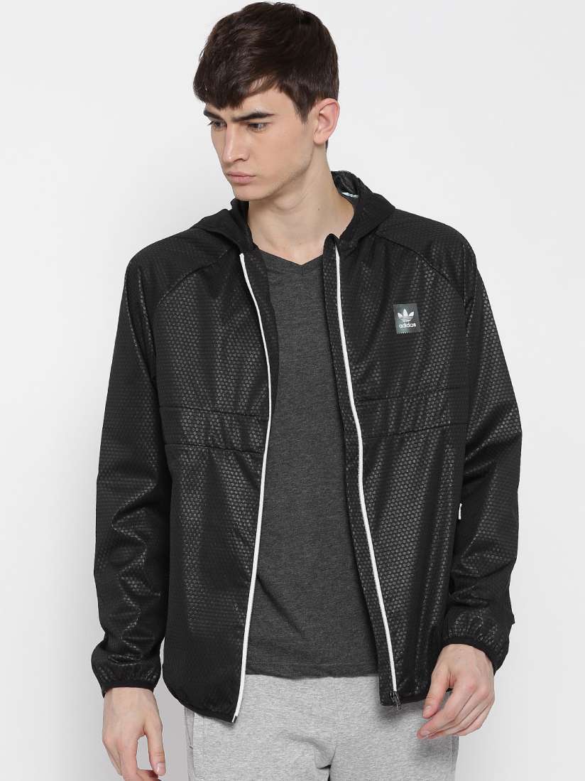 Buy ADIDAS Originals Black CLIMASTRM Wind Cheater Hooded Jacket Jackets for Men 1585373 Myntra