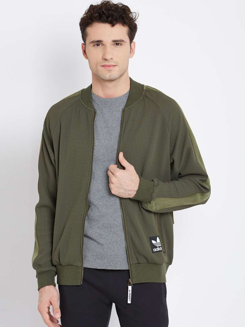 Buy ADIDAS Originals Olive Green Patterned Track Jacket Jackets for Men 1585381 Myntra
