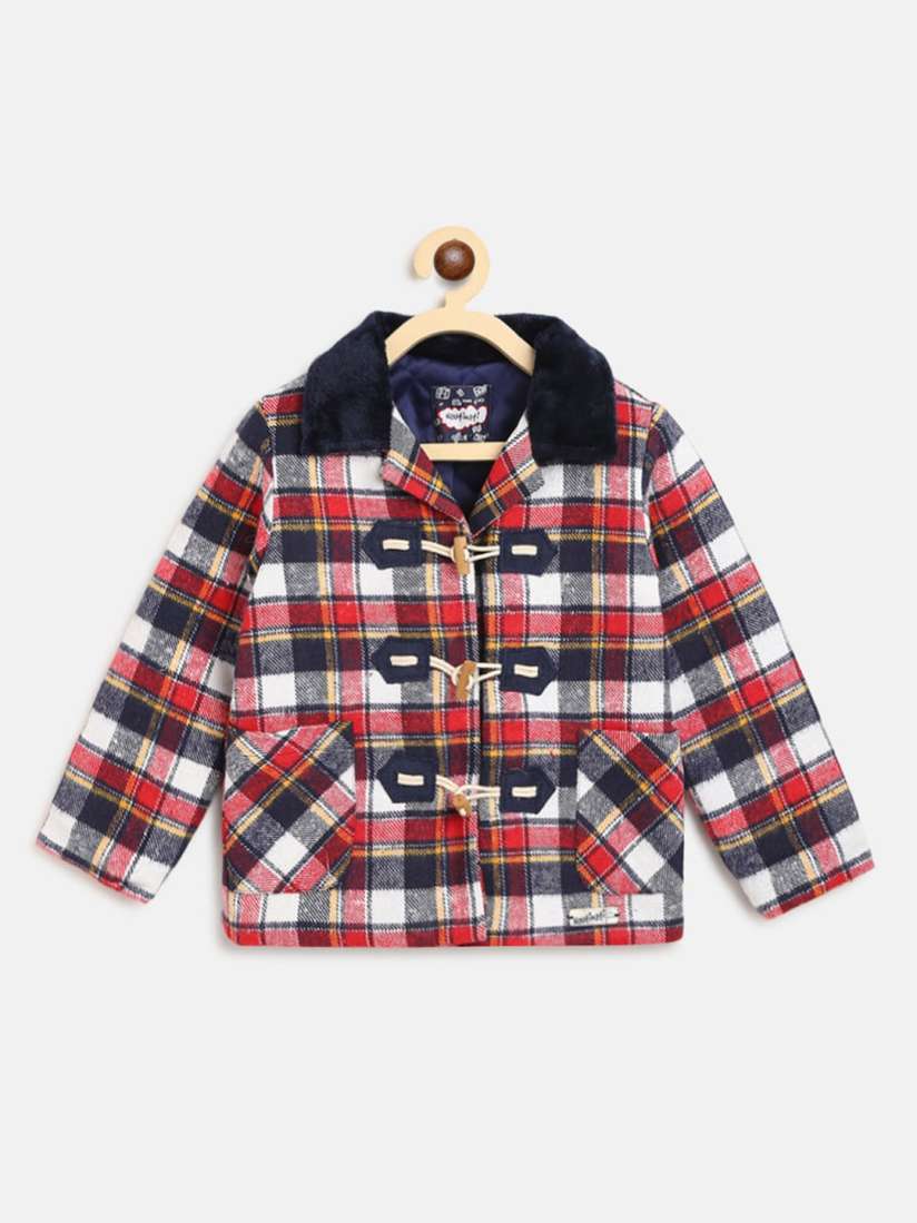 Buy Nauti Nati Boys Red White Pure Cotton Checked Tailored Jacket with Elbow Patchwork Jackets for Boys 15853872 Myntra