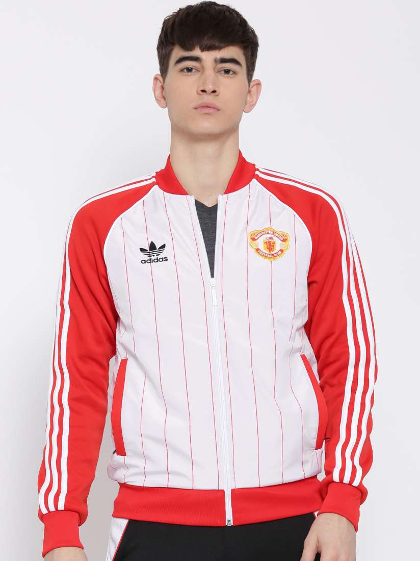 Buy ADIDAS Originals White Red Manchester United TT Striped Jacket Jackets for Men 1585395 Myntra
