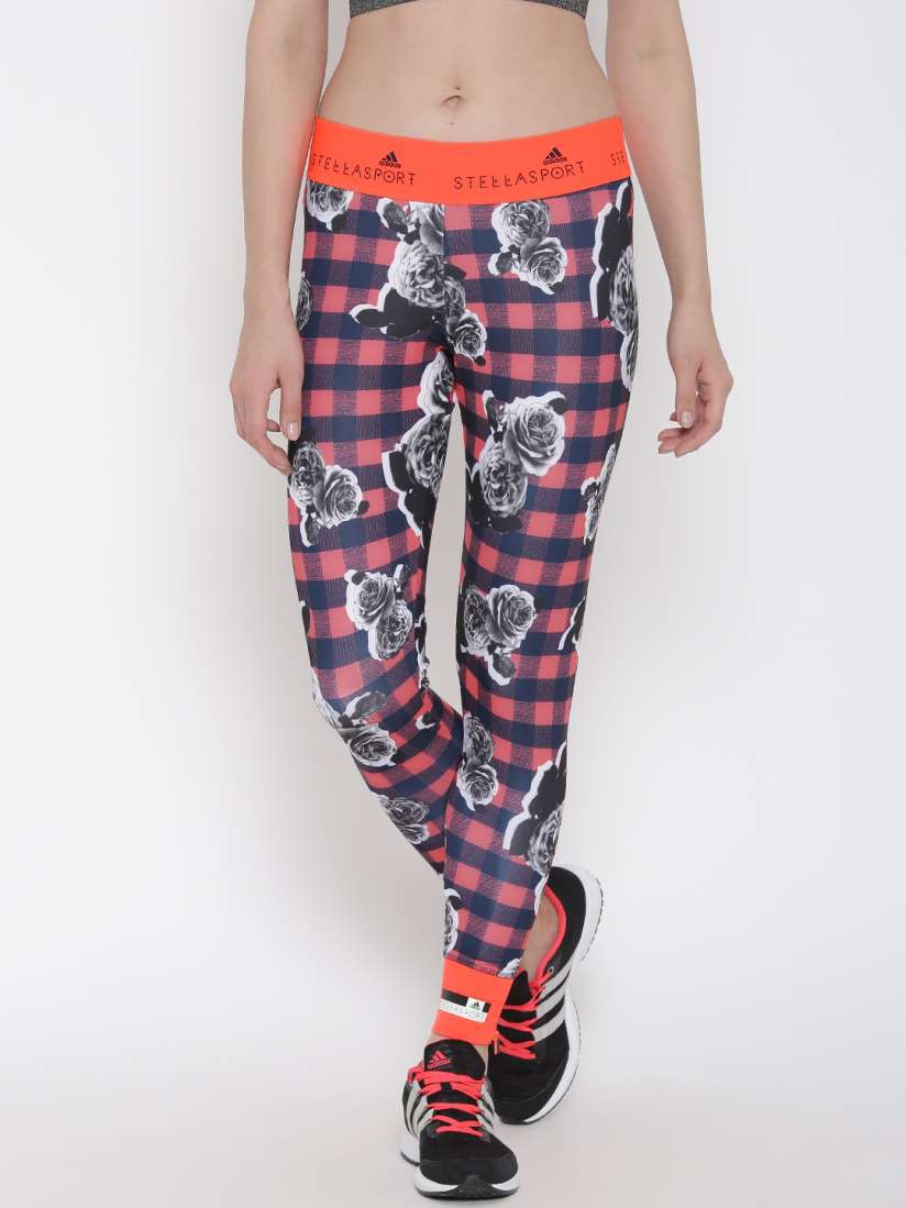 Buy ADIDAS STELLASPORT Navy Coral Pink Printed Tights Tights for Women 1585537 Myntra