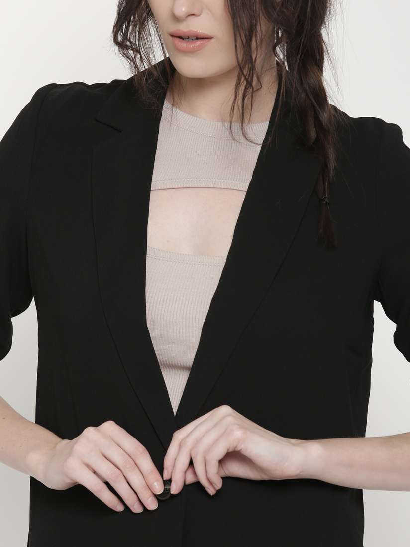 Buy FOREVER 21 Black Single Breasted Casual Blazer Blazers for Women 1586067 Myntra