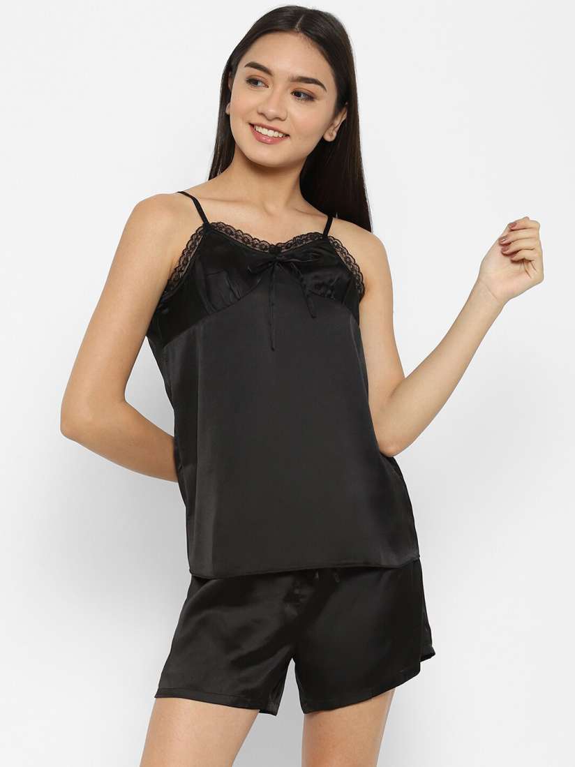 Buy HOUSE OF KKARMA Women Black Camisole With Shorts Night suit Night suits for Women 15861148 Myntra