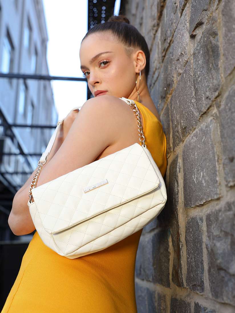 Buy Lino Perros Women White Quilted Structured Sling Bag Handbags for Women 15861506 Myntra