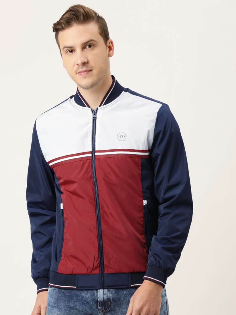 Buy Peter England Men White Blue Colourblocked Bomber Jacket Jackets for Men 15870758 Myntra