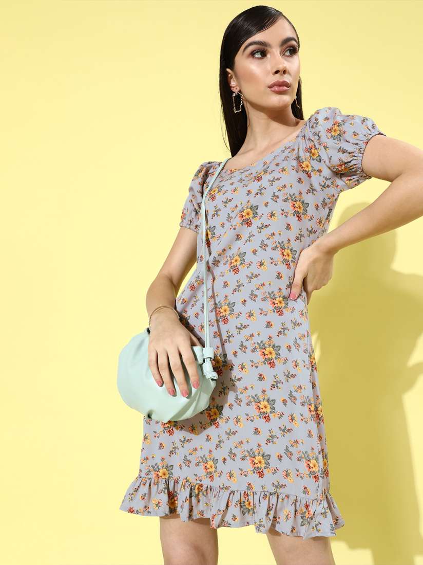 Buy Moda Rapido Women Beautiful Grey Romantic Florals Dress Dresses for Women 15881934 Myntra