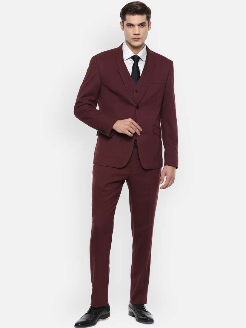 Buy V Dot Men Maroon Solid Slim Fit Three Piece Suit Suits for Men 15888694 Myntra