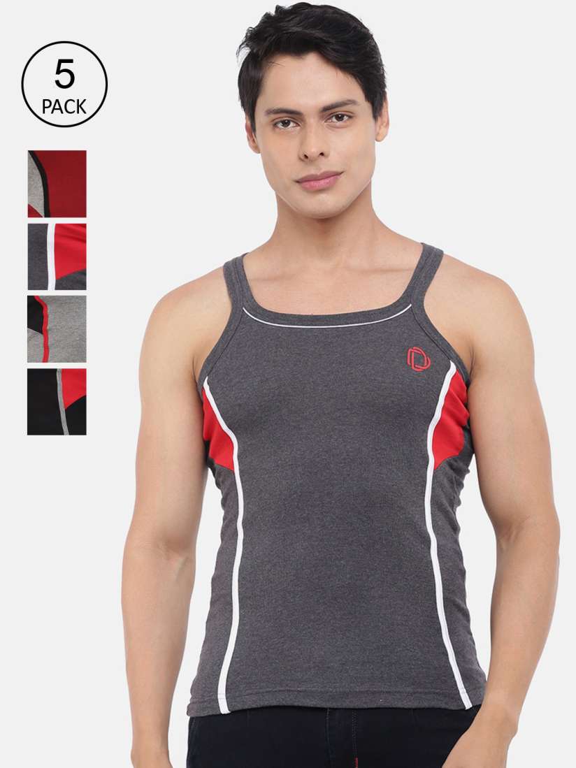 Buy Dollar Bigboss Men Assorted Pack of 5 Cotton Racerback Styled Gym Vest Innerwear Vests for Men 15888752 Myntra