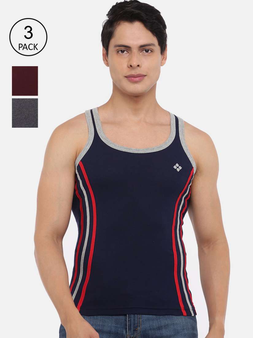 Buy Dollar Bigboss Men Assorted Pack of 3 Cotton Racerback Styled Gym Vest Innerwear Vests for Men 15888796 Myntra