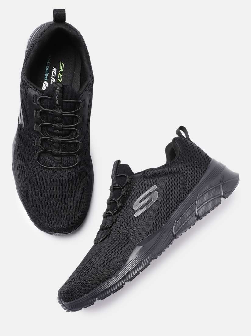 Solid black skechers on sale