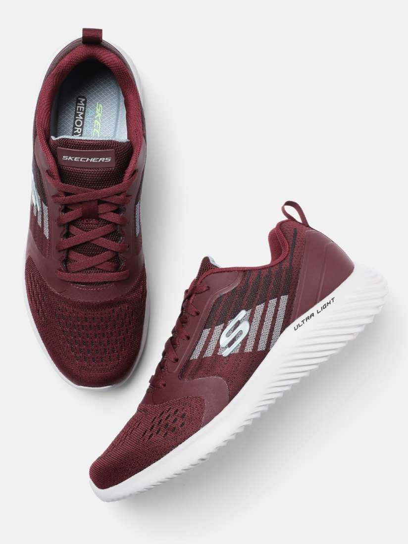 Buy Skechers Men Burgundy Woven Design Regular Bounder Verkona Sneakers Casual Shoes for Men 15893994 Myntra