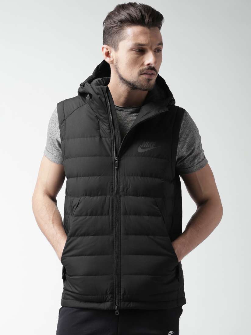 Buy Nike Men Black AS NSW Down Fill Sleeveless Hooded Padded Jacket Jackets for Men 1589415 Myntra