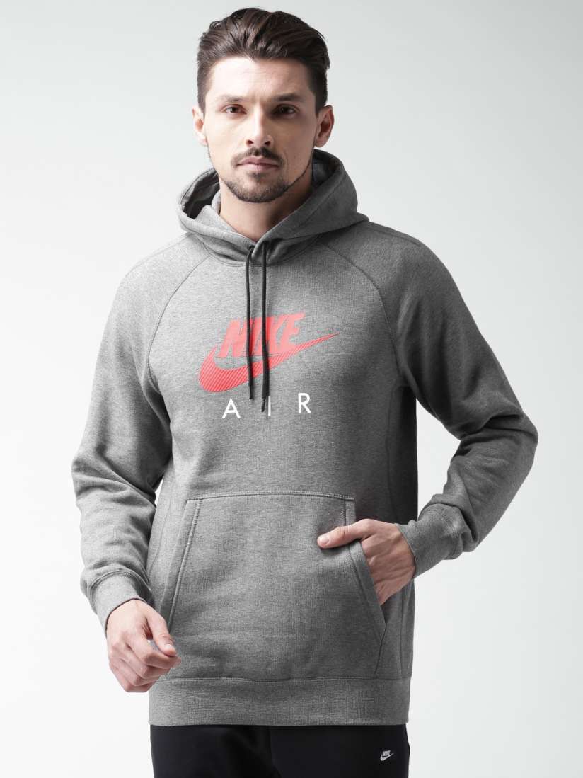 Buy Nike Grey Melange Printed Hooded NSW HOODIE AIR Sweatshirt Sweatshirts for Men 1589431 Myntra