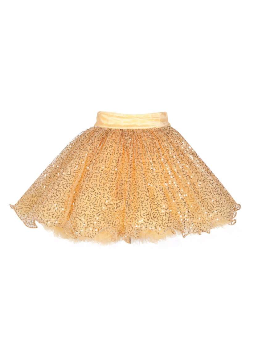 Buy Pink Chick Girls Gold Coloured Sequins Embellished Flared Knee Length Skirt Skirts for Girls 15896188 Myntra