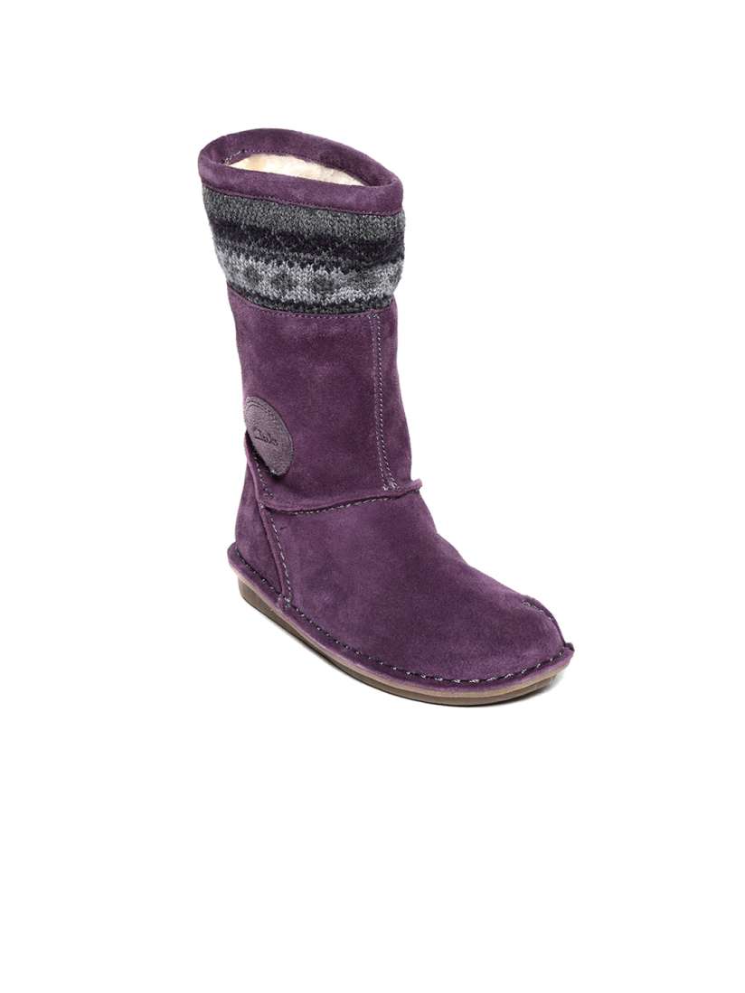 Buy Clarks Girls Purple Suede Flat Boots Casual Shoes for Girls 1590984 Myntra