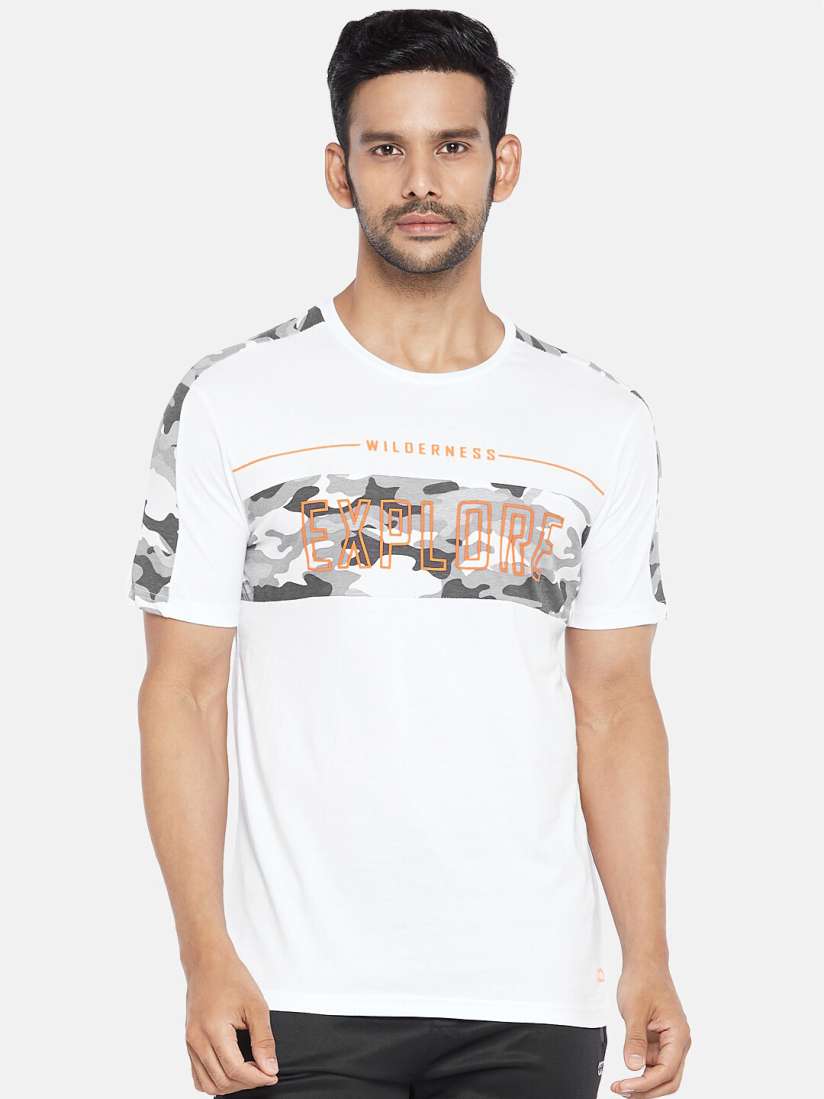 Buy Ajile by Pantaloons Men White Typography Printed Slim Fit T shirt Tshirts for Men 15912332 Myntra