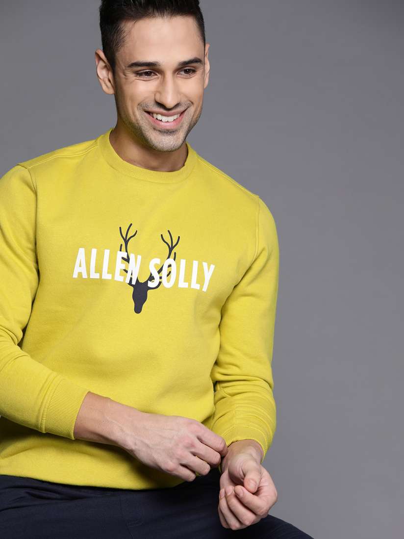 Buy Allen Solly Men Yellow Printed Sweatshirt Sweatshirts for Men 15913748 Myntra