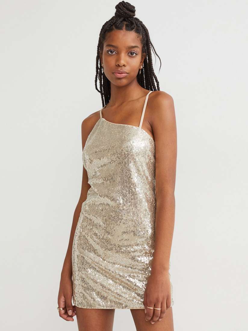 Buy H M Women Beige Silver Sequined Dress Dresses for Women 15913796 Myntra